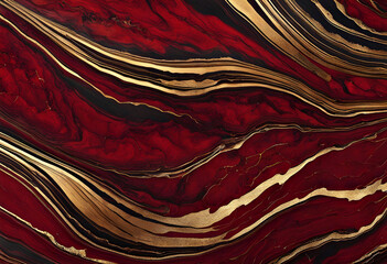 Close up marble texture. Burgundy marble texture with white and gold and black patterns.