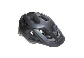 Fototapeta premium Black bicycle helmet isolated on white background.