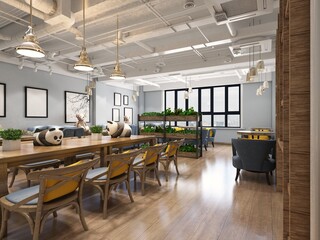 3d render of restaurant cafe
