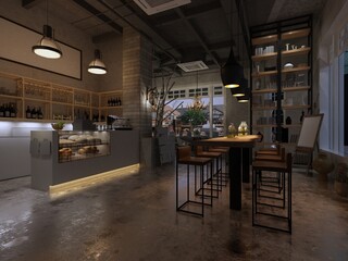 interior of a cafe restaurant, 3d render