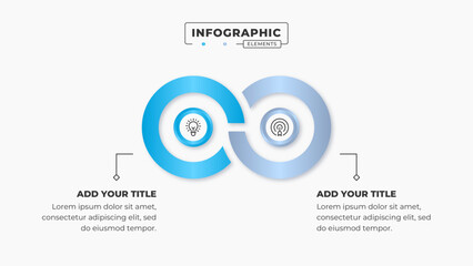 Vector business circle infinity infographic presentation design template with 2 steps or options