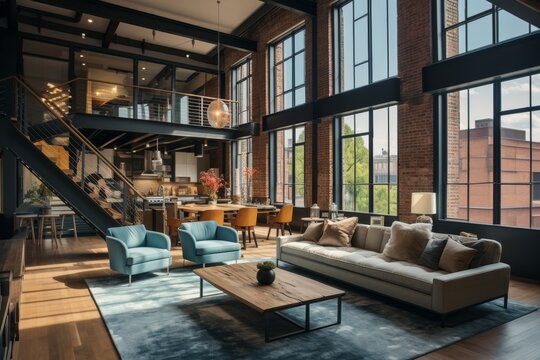 A Majestic View of a Historic Building Transformed into Modern Lofts, Combining Old World Charm with Contemporary Design Elements