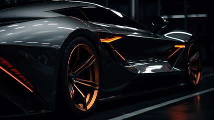 Sleek Modern Sports Car in Dramatic Lighting