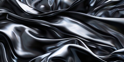 Obraz premium Jagged Midnight Black & Shimmering Silver Abstract Lines Artistic Image.