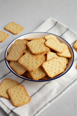 Oven Baked Crackers on a Plate, side view.