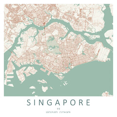 singapore city map art city street road poster