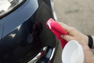 Handcraft manual polishing paste cleaning car with microfiber cloth detailing valet vehicle paint lacquer varnish