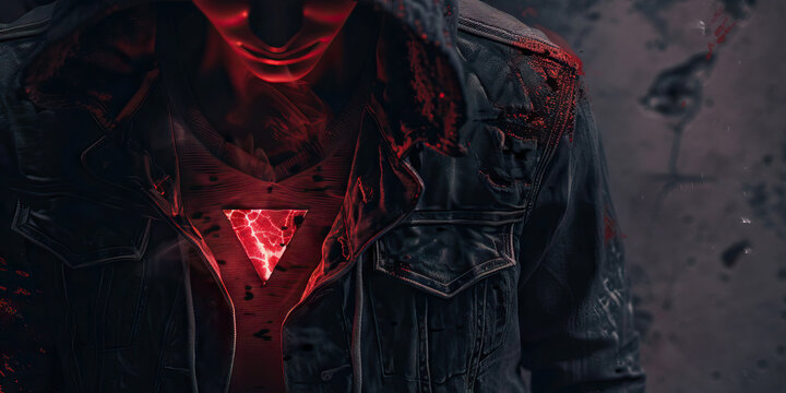 Shame: The Scarlet Letter and Hidden Face - Visualize a person with a scarlet letter on their chest and a hidden face, illustrating the shame they feel