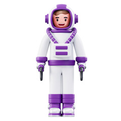 3D Rendered Purple and White Toy Astronaut Icon