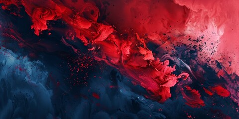 Bold Ruby Red and Midnight Blue Clash - Abstract Contemporary Art Masterpiece