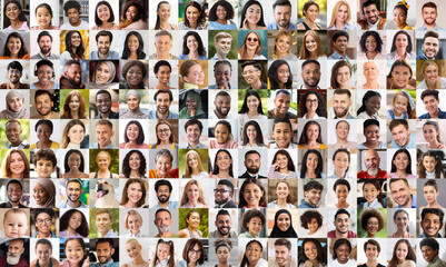 Diverse human faces in a cohesive collage