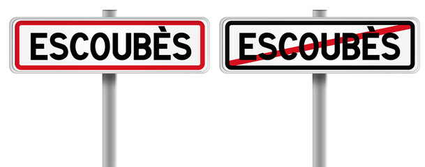 Panneau de ESCOUBÈS à l'Entrée et à la Sortie - Fond Transparent ou Blanc Disponible