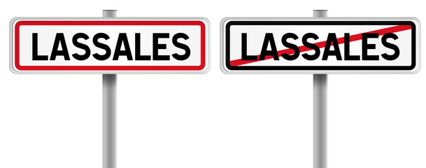 Panneau de LASSALES à l'Entrée et à la Sortie - Fond Transparent ou Blanc Disponible