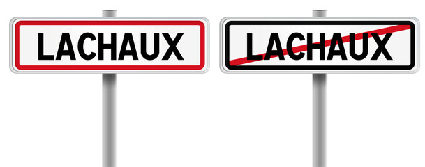Panneau de LACHAUX à l'Entrée et à la Sortie - Fond Transparent ou Blanc Disponible