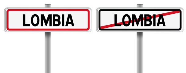 Panneau de LOMBIA à l'Entrée et à la Sortie - Fond Transparent ou Blanc Disponible