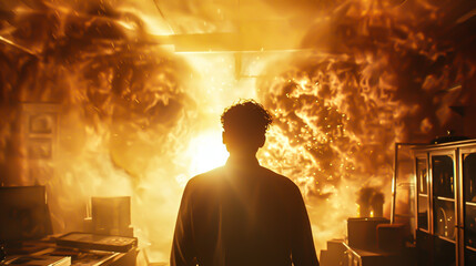 Craft a striking image featuring a tilted angle view of a movie scene that sparked intense debates or controversies Emphasize the tension and emotion