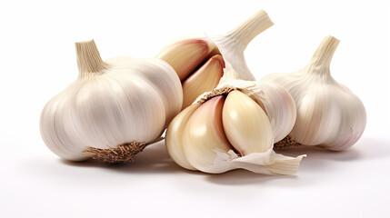 garlic and cloves isolated on a white background