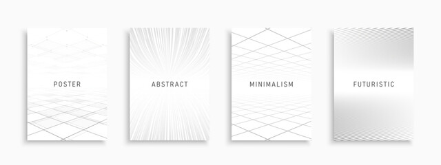 Collection of vector white futuristic templates, posters, placards, brochures, banners, flyers, backgrounds and etc. Contemporary abstract covers - geometric minimal copy space design