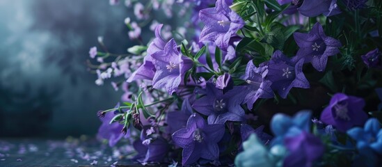 Lovely spring scenery featuring a bouquet of campanula flowers.