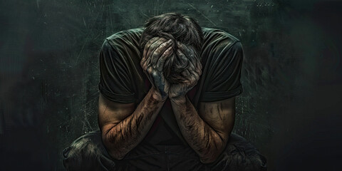 Defeat: The Slumped Posture and Defeated Expression - Visualize someone with a slumped posture and a defeated expression, illustrating feelings of defeat and resignation