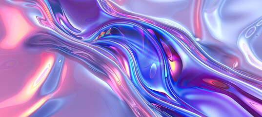 Fototapeta premium Liquid shapes abstract holographic 3D wavy background