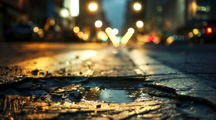 A hole in the road at night