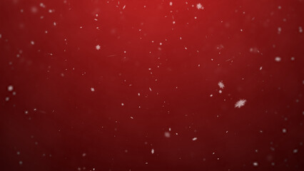 Obraz premium White snowflakes on a red background seamless Snowfall, snowstorm, realistic snow falls chaotically from top to bottom. Abstract festive gradient New Year, Christmas background. 8k