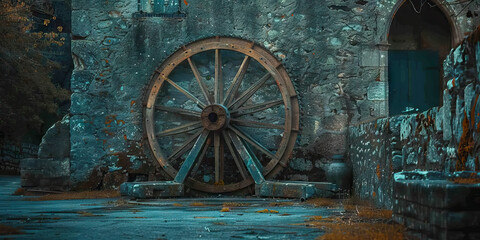 Mental Fatigue: The Spinning Wheel and Exhausted Mind - Picture a spinning wheel with an exhausted mind, illustrating mental fatigue and overload - obrazy, fototapety, plakaty