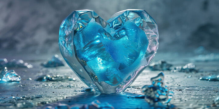 Numbness: The Ice Block and Frozen Heart - Visualize an ice block with a frozen heart inside, illustrating emotional numbness and detachment