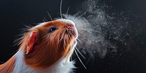 Guinea Pig Respiratory Infection: The Sneezing and Nasal Discharge - Picture a guinea pig with highlighted respiratory system showing infection, experiencing sneezing and nasal discharge