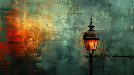 Foto op Canvas Enchanting array of vintage streetlamps against an artistic backdrop © Yusif