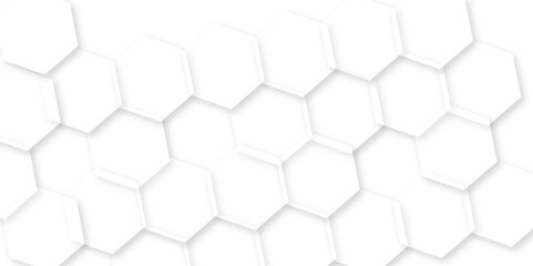 Abstract white background with hexagon and hexagonal background. Luxury white pattern with hexagons. abstract 3d hexagonal background with shadow. 3D futuristic abstract honeycomb mosaic background.