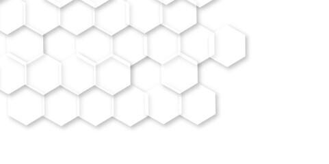 Abstract white background with hexagon and hexagonal background. Luxury white pattern with hexagons. abstract 3d hexagonal background with shadow. 3D futuristic abstract honeycomb mosaic background.