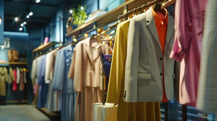 Elegant Designer Suits Displayed in Modern Boutique