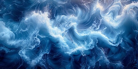 Mesmerizing waves splash against the blue ocean, creating a dynamic scene of nature's power and beauty. - 791001574