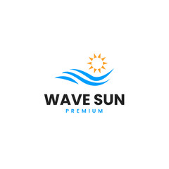 Wave with sun logo design illustration idea