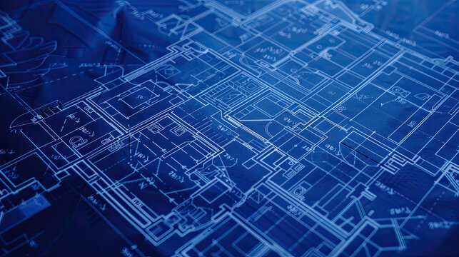Residential building blueprint plans, banner
