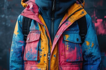 Person in colorful jacket with hood
