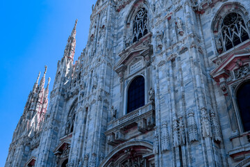 External view of Milan Cathedral (Duomo di Milano) from the Piazza del Duomo, Milan, Lombardy,...