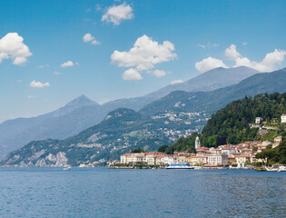 Fototapeta na wymiar Lake Como (Italy) coast summer view from ship board