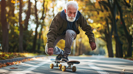 Old man skateboarding - Powered by Adobe