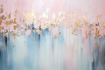 The abstract picture of the gold, pink and blue colour that has been painted or splashed on the white blank background wallpaper to form the random shape that cannot be describe yet beautiful. AIGX01.