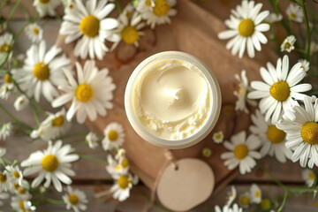 Fototapeta premium Chamomile flowers and natural cosmetics, skin care spa