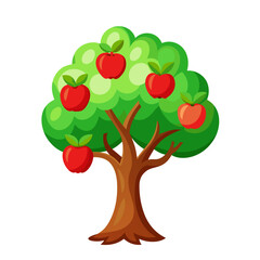 Apple tree vector illustration in flat design isolated on white background, farming concept, tree with fruits