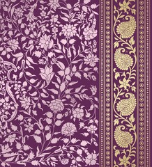 Fototapeta premium wedding card design, traditional paisley floral pattern , royal India 