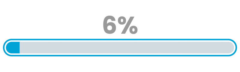 6% Loading. 6% progress bar Infographics vector, 6 Percentage ready to use for web design ux-ui