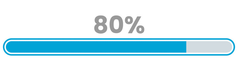 80% Loading. 80% progress bar Infographics vector, 80 Percentage ready to use for web design ux-ui