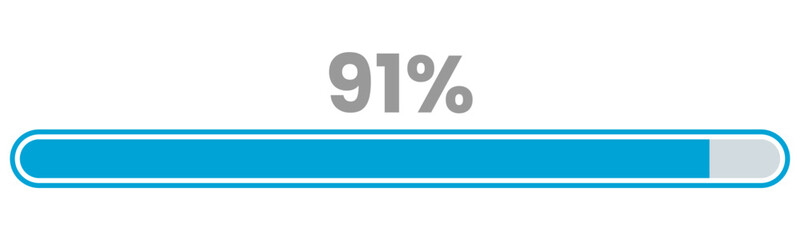 91% Loading. 91% progress bar Infographics vector, 91 Percentage ready to use for web design ux-ui