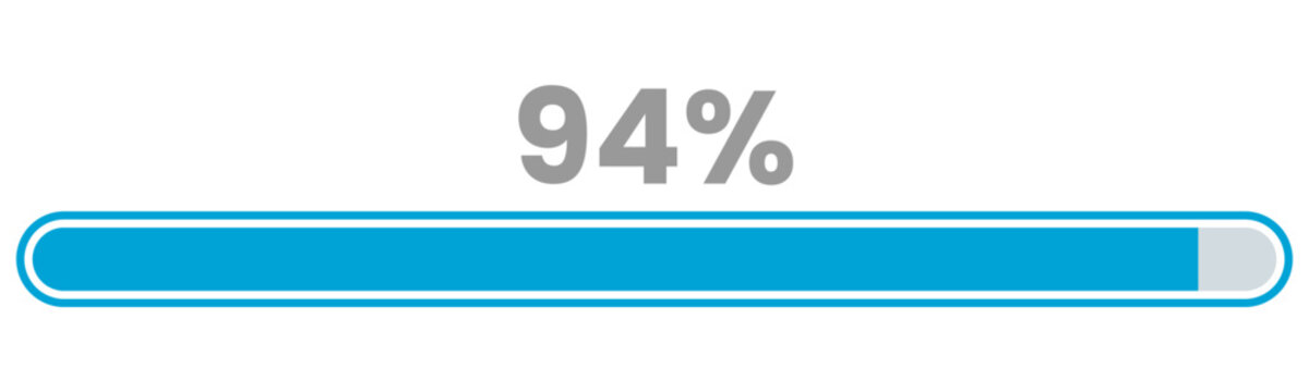 94% Loading. 94% progress bar Infographics vector, 94 Percentage ready to use for web design ux-ui