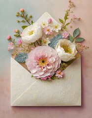 Elegant Floral Composition with Envelope